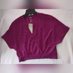 Magenta Color Short Sleeve Crop Blouse